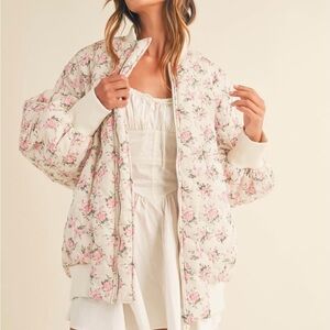 Shop Stevie Pink Floral Bomber Jacket